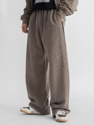 韓國🇰🇷復古水洗毛邊拼接線休閒長褲『韓國連線』