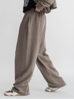 韓國🇰🇷復古水洗毛邊拼接線休閒長褲『韓國連線』