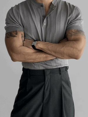 韓國🇰🇷目光一眼就被吸引住的亨利領針織短袖『韓國連線』