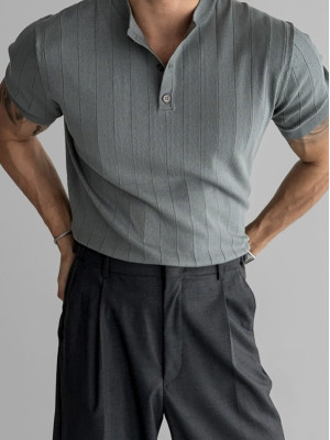 韓國🇰🇷目光一眼就被吸引住的亨利領針織短袖『韓國連線』