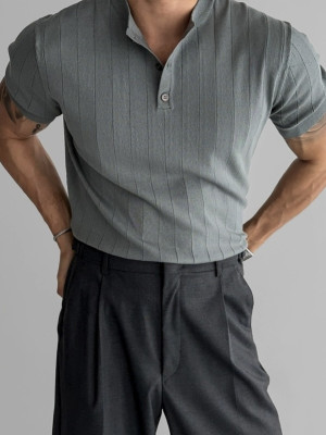 韓國🇰🇷目光一眼就被吸引住的亨利領針織短袖『韓國連線』