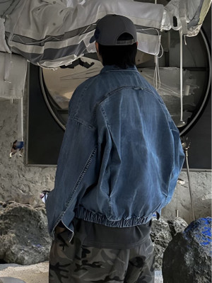 早春最新款牛仔高質量外套!復古暗拉鍊丹寧夾克『韓國連線』