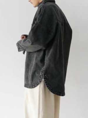 細節做得恨好質感佳的丹寧外套！寬鬆摺痕拉鍊丹寧外套『韓國連線』