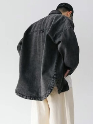 細節做得恨好質感佳的丹寧外套！寬鬆摺痕拉鍊丹寧外套『韓國連線』