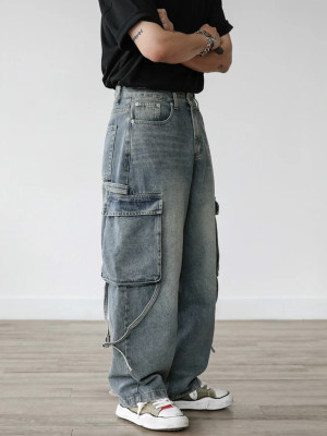 早春最新款工裝褲!寬肩帶工裝丹寧褲『韓國連線』