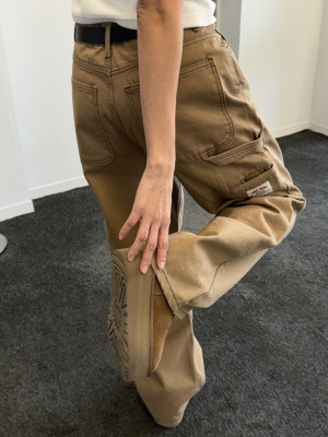 韓國高質量設計熱賣款!復古車線工裝長褲『韓國連線』