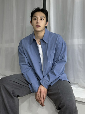 韓國最火的overfit雙口袋開襟襯衫『韓國連線』