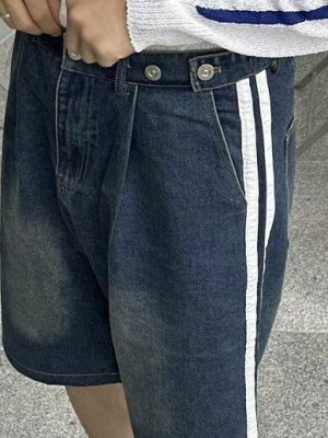 韓國🇰🇷春夏帥氣毫不費力!排釦側線條重磅單寧短褲『韓國連線』