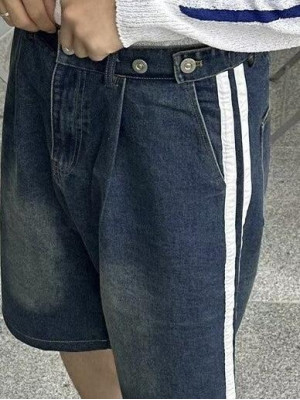 韓國🇰🇷春夏帥氣毫不費力!排釦側線條重磅單寧短褲『韓國連線』