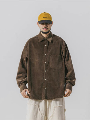 春天不可缺少美拉德襯衫!復古燈心絨寬版襯衫 『韓國練線』