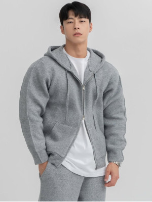 韓國🇰🇷簡單一件質感外套陪你度過秋冬!!重磅雙拉鍊針織連帽外套『韓國連線』