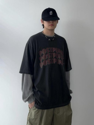 韓國🇰🇷oversize必買的寬鬆重複印花休閑短袖『韓國連線』