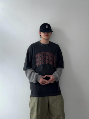 韓國🇰🇷oversize必買的寬鬆重複印花休閑短袖『韓國連線』