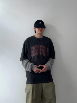 韓國🇰🇷oversize必買的寬鬆重複印花休閑短袖『韓國連線』