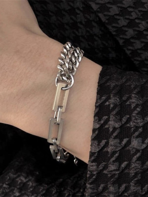 韓國🇰🇷每個人都不可或缺的雙層鈦鋼拼接手鏈『韓國連線』