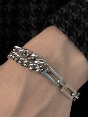 韓國🇰🇷每個人都不可或缺的雙層鈦鋼拼接手鏈『韓國連線』