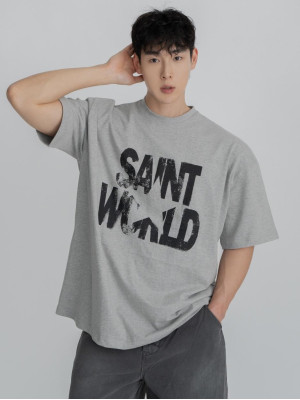 韓國🇰🇷overfit寬鬆落肩美式印花短袖『韓國連線』