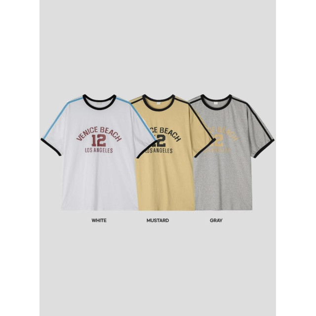 韓國🇰🇷3色圓領肩線條印花短袖『韓國連線』