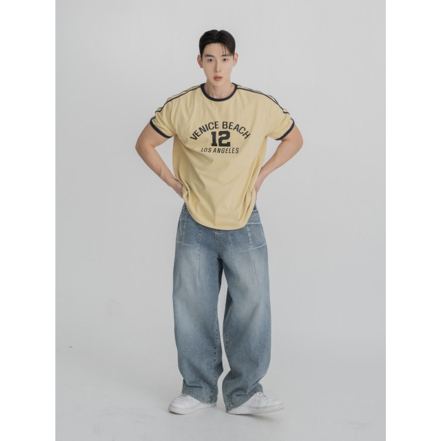 韓國🇰🇷3色圓領肩線條印花短袖『韓國連線』