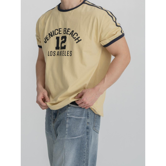 韓國🇰🇷3色圓領肩線條印花短袖『韓國連線』