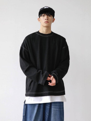 韓國🇰🇷秋天熱銷回歸!!反車線落肩寬鬆長袖『韓國連線』