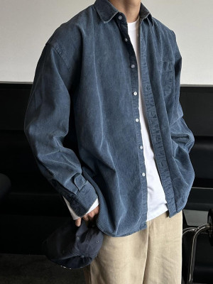 韓國🇰🇷每個秋冬都要有一件熱銷款!!四色燈芯絨水洗長袖襯衫『韓國連線』