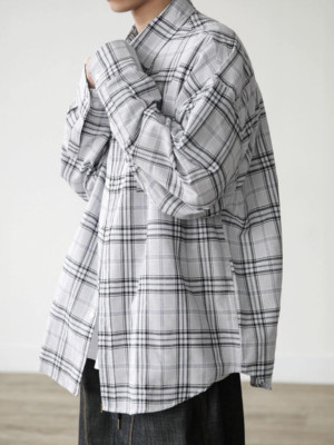 韓國🇰🇷穿上去像沒有穿很涼爽!寬鬆立體格紋長袖『韓國連線』