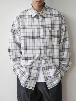 韓國🇰🇷穿上去像沒有穿很涼爽!寬鬆立體格紋長袖『韓國連線』