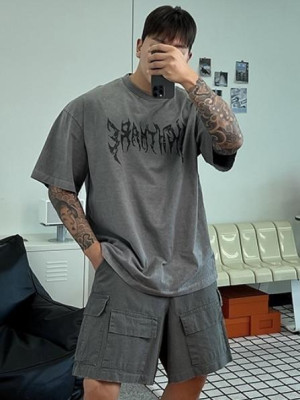 韓國🇰🇷夏天首選短袖!!落肩重工刺繡水洗短袖『韓國連線』