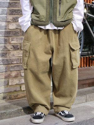 早秋重磅抽繩雙口袋休閒褲『韓國代購』