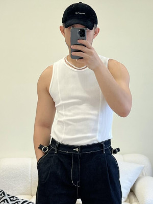 螺紋剪裁合身背心『韓國連線』