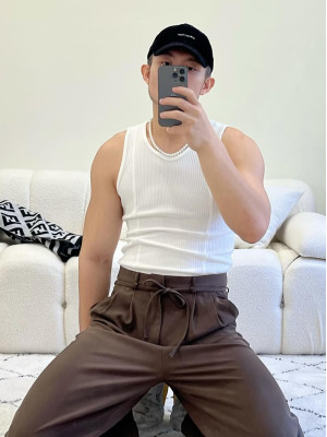 螺紋剪裁合身背心『韓國連線』