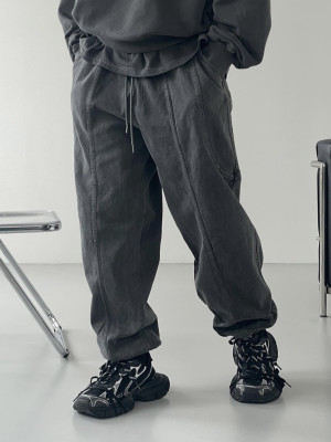 穿了超帥氣的褲子!!拼接寬鬆束腳長褲『韓國連線』