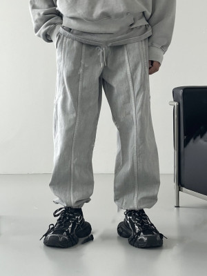 穿了超帥氣的褲子!!拼接寬鬆束腳長褲『韓國連線』