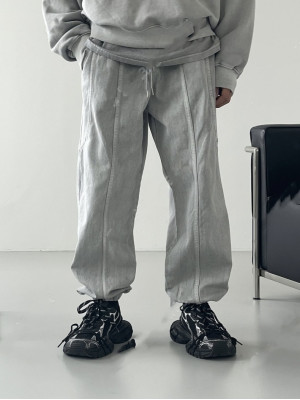 穿了超帥氣的褲子!!拼接寬鬆束腳長褲『韓國連線』