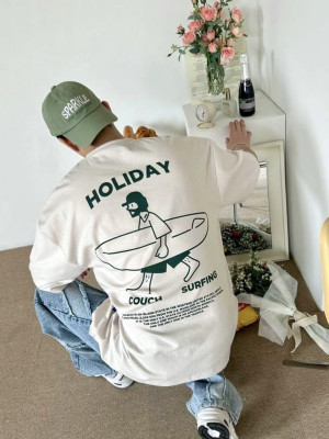 韓國🇰🇷穿上去超可愛帥氣的HOLIDAY落肩印花短袖『韓國連線』