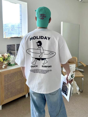 韓國🇰🇷穿上去超可愛帥氣的HOLIDAY落肩印花短袖『韓國連線』