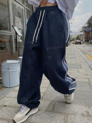 韓國🇰🇷喜歡穿牛仔褲的男女們有福了!!側面拼接鬆緊腰丹寧褲『韓國連線』