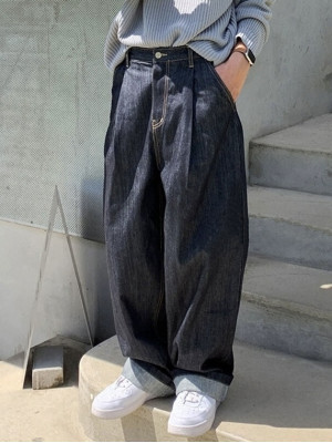 韓國🇰🇷價格親民又質感佳的牛仔褲!復古寬鬆直筒丹寧褲『韓國連線』