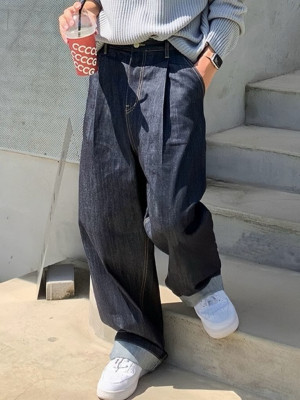 韓國🇰🇷價格親民又質感佳的牛仔褲!復古寬鬆直筒丹寧褲『韓國連線』