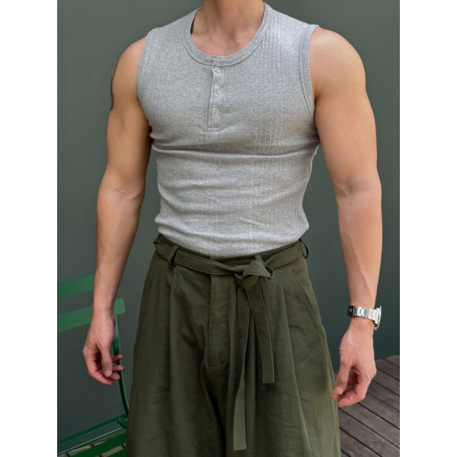 韓國🇰🇷3色亨利領排扣無袖背心『韓國連線』