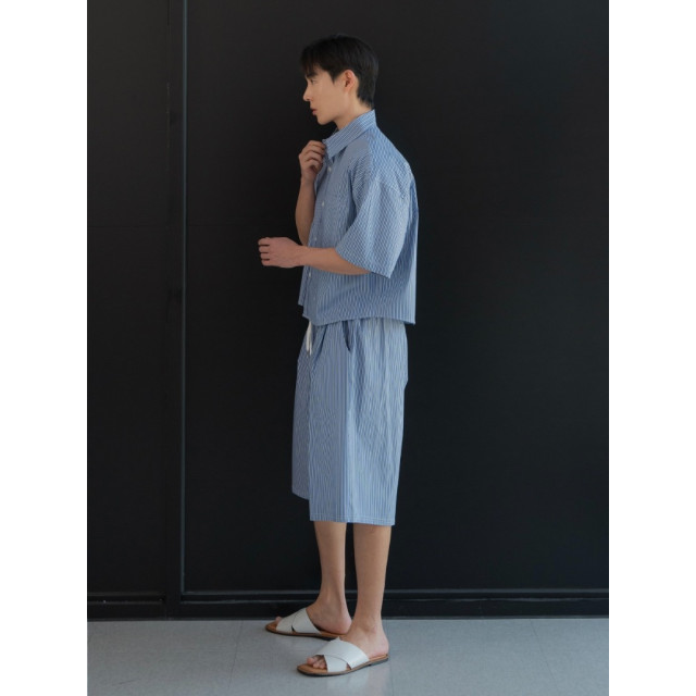 韓國🇰🇷2色夏季薄款條紋寬鬆七分褲『韓國連線』