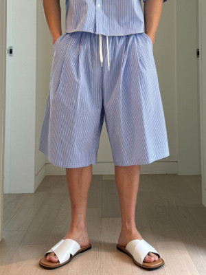 韓國🇰🇷2色夏季薄款條紋寬鬆七分褲『韓國連線』