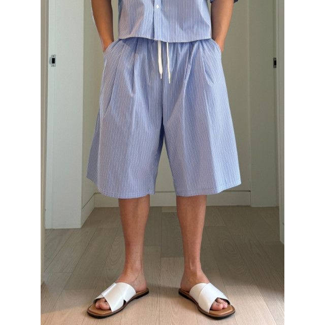 韓國🇰🇷2色夏季薄款條紋寬鬆七分褲『韓國連線』