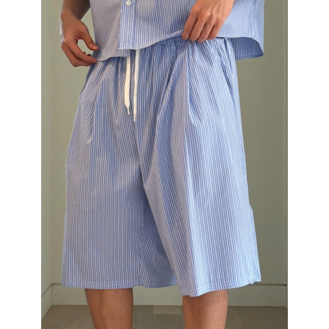 韓國🇰🇷2色夏季薄款條紋寬鬆七分褲『韓國連線』