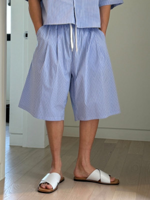 韓國🇰🇷2色夏季薄款條紋寬鬆七分褲『韓國連線』