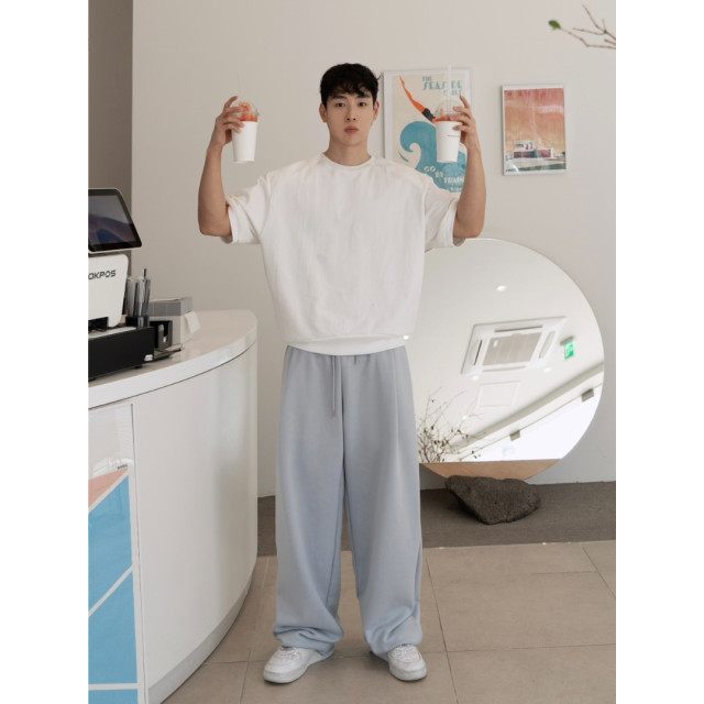 韓國🇰🇷寬鬆毛圈捲邊直筒休閒褲『韓國連線』