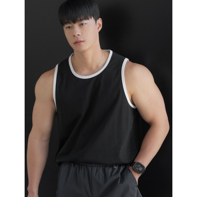 韓國🇰🇷簡約黑白拼接線無袖背心『韓國連線』