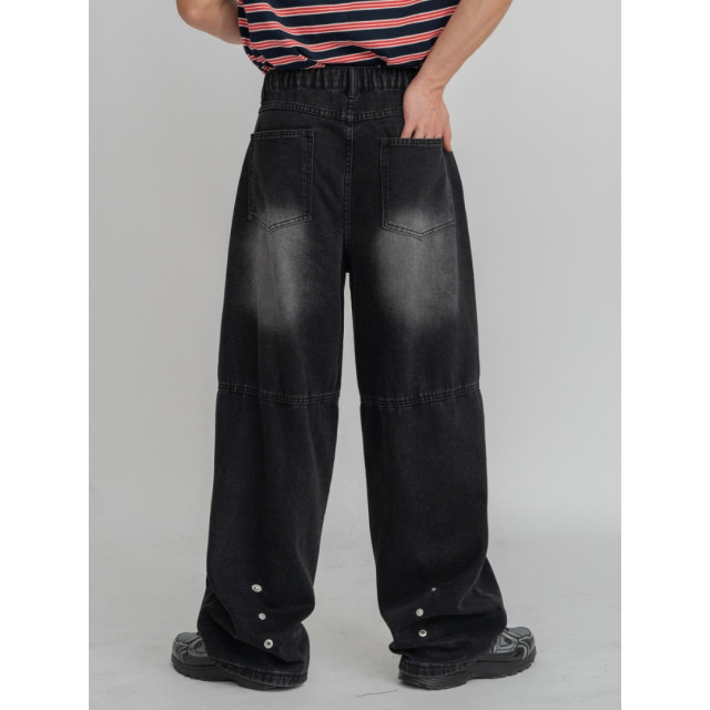 韓國🇰🇷2色抽繩鬆筋帶掐折寬鬆丹寧褲『韓國連線』