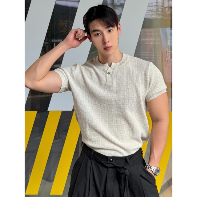 韓國🇰🇷3size單扣亨利領針織短袖『韓國連線』